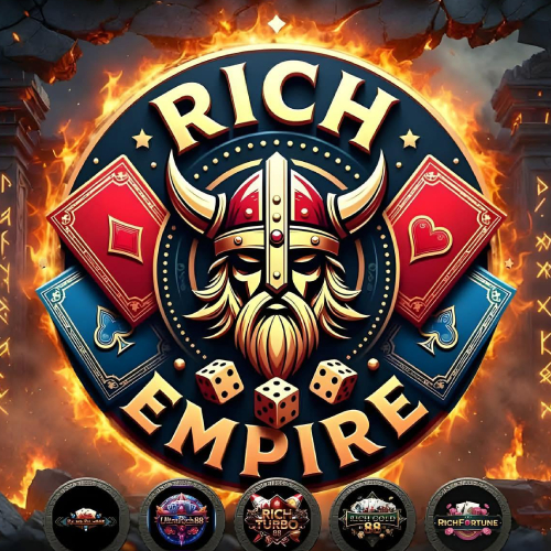 Rich Empire 888 mobile app banner showing Android and iOS availability